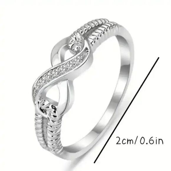Infinity Silver Plated Diamond Ring - Picture 4 of 5